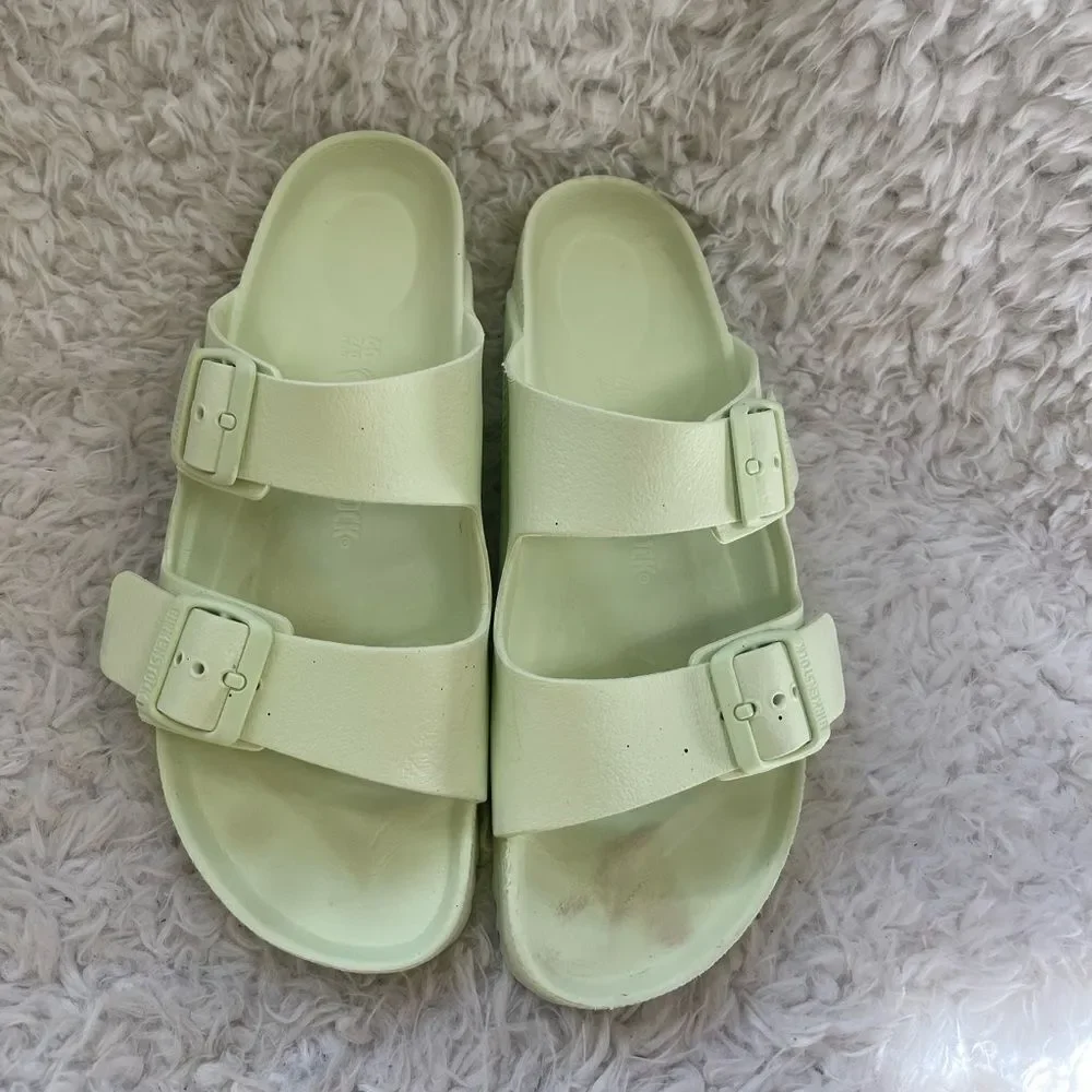 Birkenstock Arizona EVA Slides Sandals Womens Mint Green Double Straps EUR SZ40